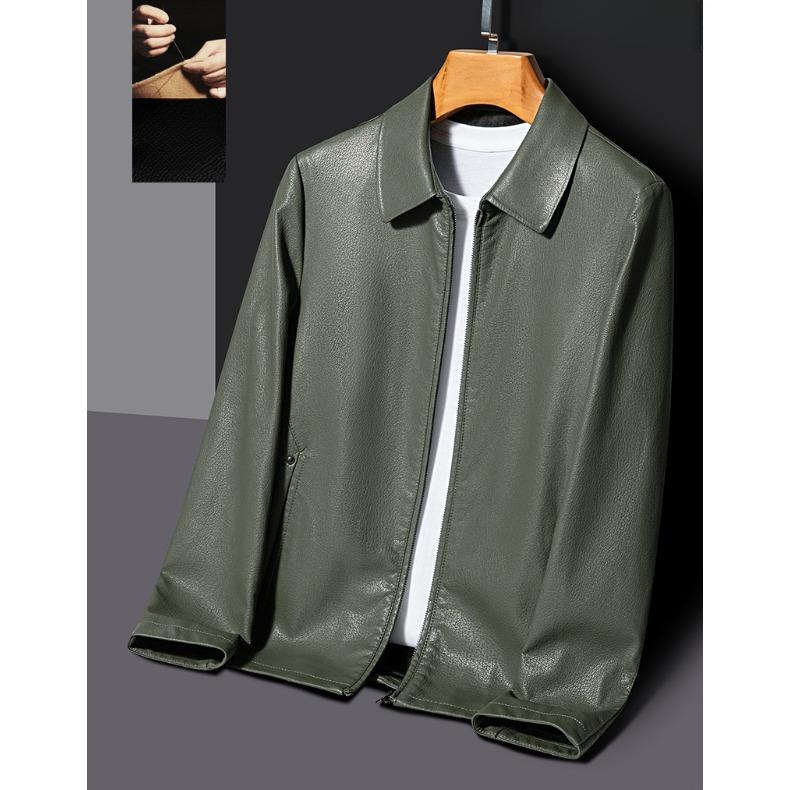 Schafsleder Echtlederjacke Herren Freizeit Lederjacke Mittelalter Herrenmantel Vati Revers Frühling und Herbst Stil