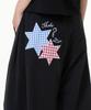 MOZMOZ Star Patch Side Pleated Wide Training Pants Black
