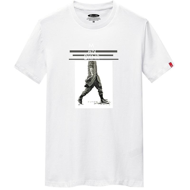 IELGY Short-sleeved T-shirt Plus Size Men's Hong Kong Style Top