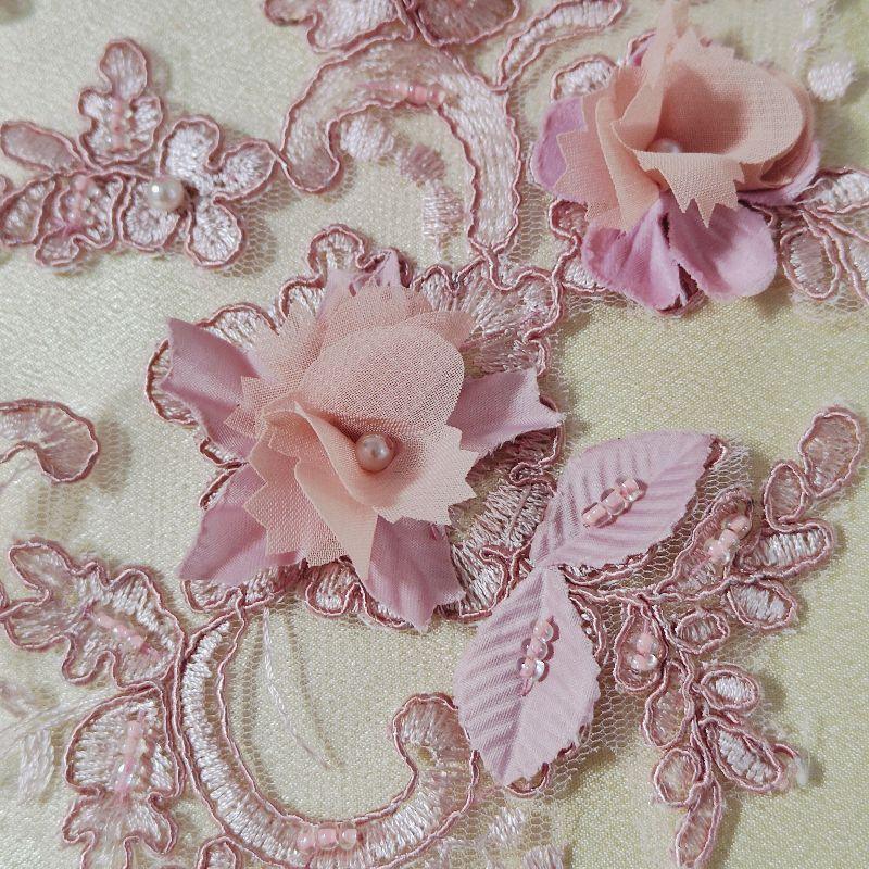 Color Beads Car Bone Lace Pair Flower Wedding Dress Children'S Clothing Dance Clothes Accessories Diy Handmade Fabric Flowers