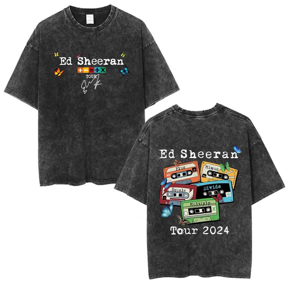 Ed Sheeran European Tour 2025 Vintage Washed T Shirts Mens Women Clothing Cotton Casual Short Sleeve Tshirt Fashion Tee Shirts