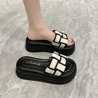 Fashion Women's Slippers Outdoor Slippers Thick Sole Low Fashion 2024 Soft Summer Luxury Roman Rubber Heel Casual