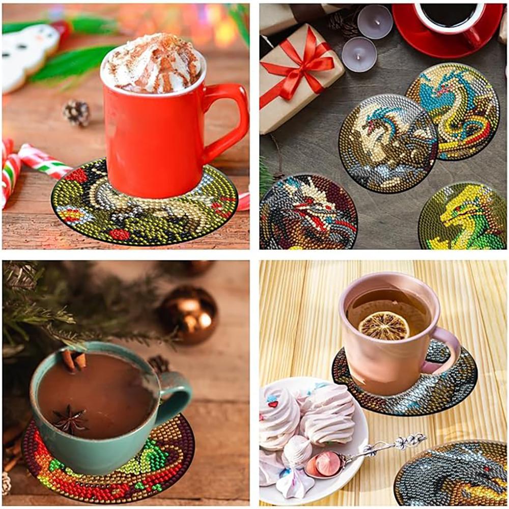 8 шт./набор деревянных подставок в форме дракона с алмазной росписью и кронштейнами — фото 3