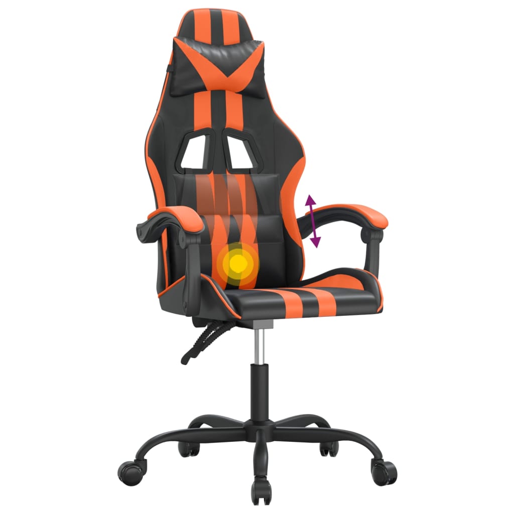 Gaming Chair Swivel Black and Orange Artificial Leather