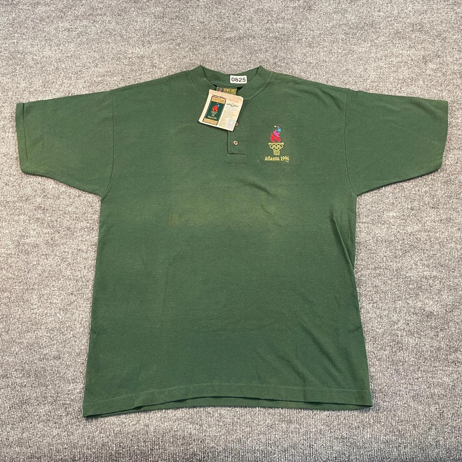 

NWT Deadstock Vintage 1996 Atlanta Olympics Henley Shirt XL 23x30 Green XL