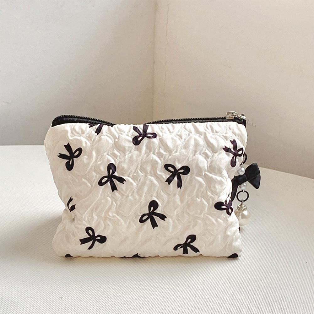 

Quilted Cotton Makeup Bag Large-Capacity Girls Make Up Organizer INS Makeup Pouch for Women бежевий