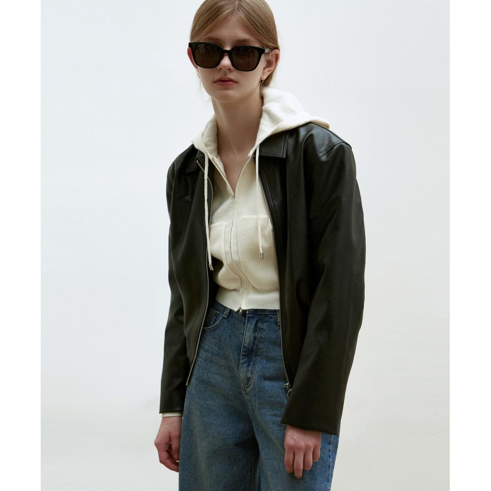 

NICK&NICOLE кожаная блузонная куртка_черный