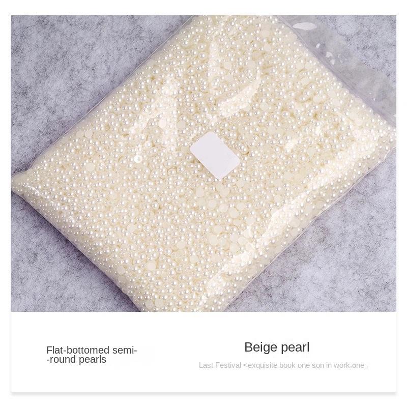 Nail Pearl 10000pcs Nail Shop Round Flat Bottom Pearl Half Circle Pearl Small Rice White Pure White Diamond Nail Jewelry