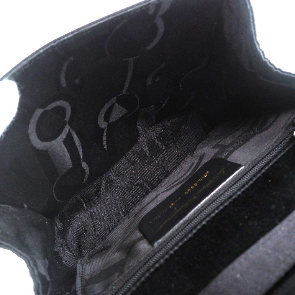 Salvatore Ferragamo 2WAYShoulder Clutch Bag black/Silver Satin/Rhinestone Women Used