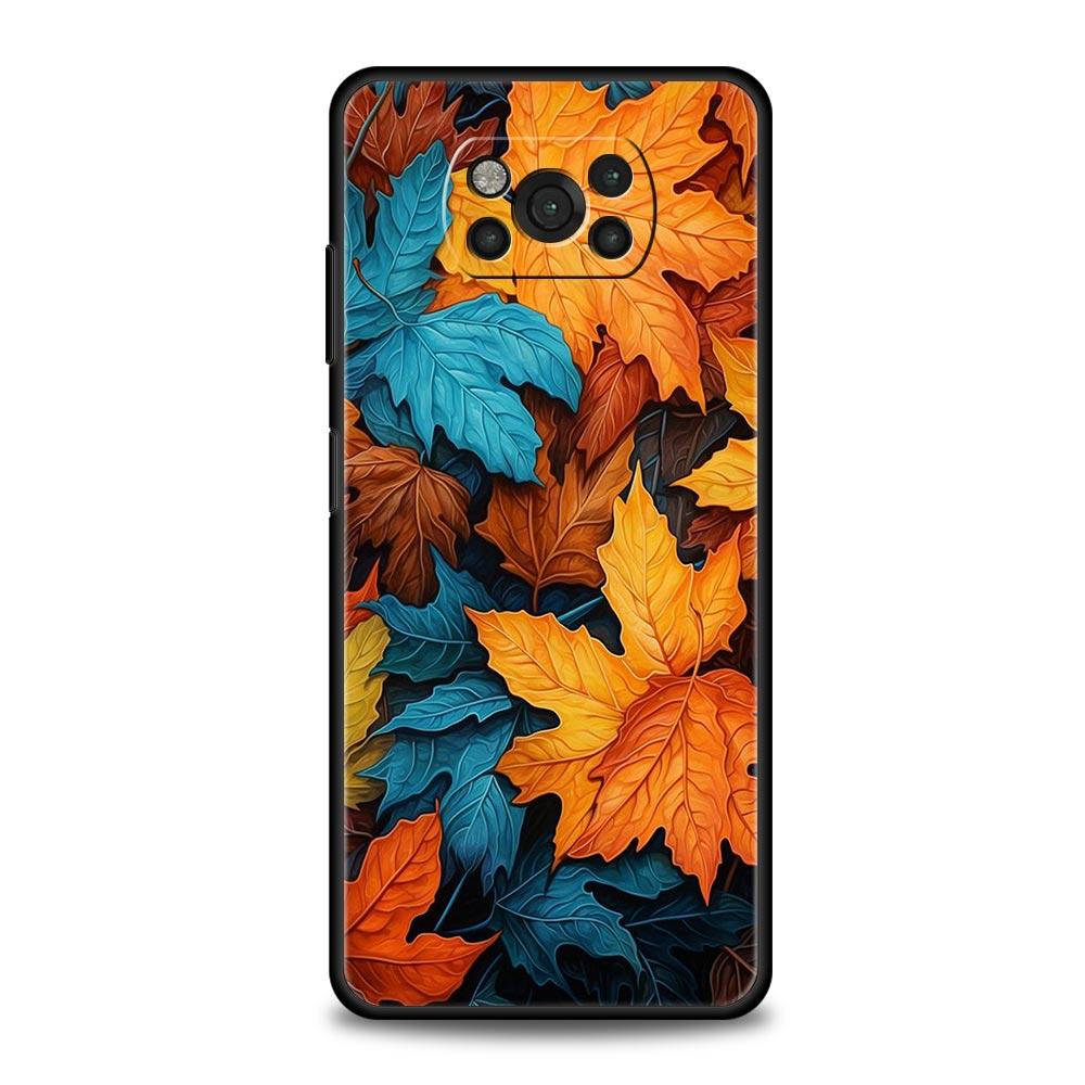 Phone Case for Xiaomi Poco F7 F6 F5 F4 F3 X7 X6 X5 X4 X3 NFC M4 C51 C55 GT 5G Soft TPU Cover Capas Colorful Leaves Fundas Coque Poco C55