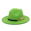 Fedora Men'S Fedora Neutral Wide Brim Jazz Hat Feather Belt Autumn And Winter British Vintage Panama Hat