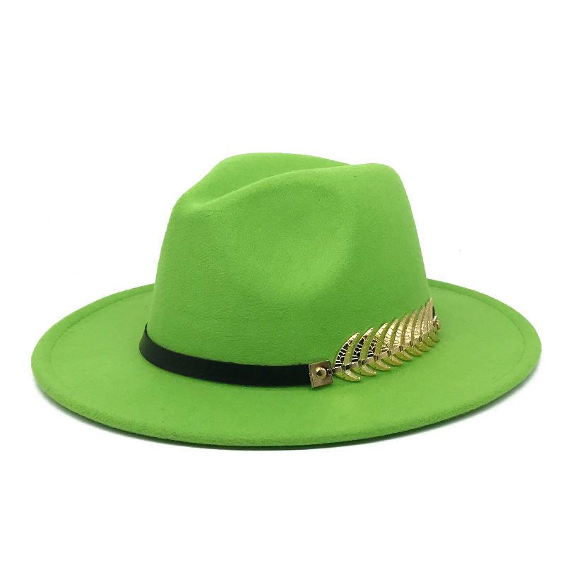 Fedora Men'S Fedora Neutral Wide Brim Jazz Hat Feather Belt Autumn And Winter British Vintage Panama Hat
