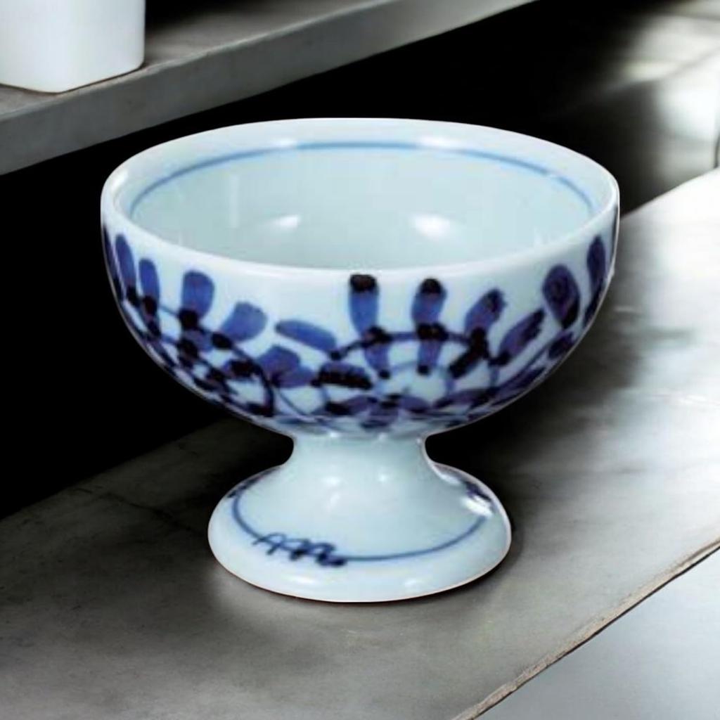 Takumifu Arita Ware Small Bowl, Blue and White Octopus Arabesque Horseback Cup, Made in Japan