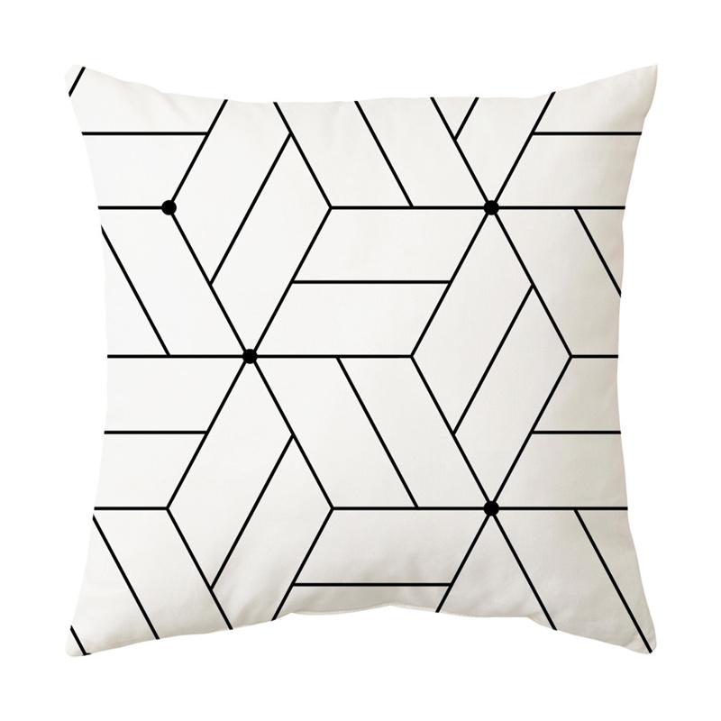 Black and White Simple Geometric Line Printing Pattern Cushion Cover Home Living Room Sofa Decoration Pillow Pillow Cover