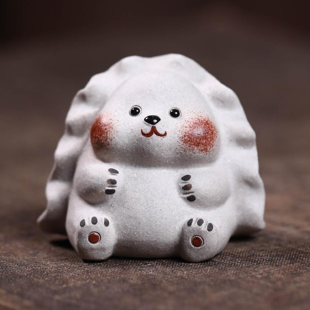

Yixing Purple Clay Dumpling Bear Tea Pet Elegant Lucky Model Tea Figurine Play Toys Tea Statue Ornaments Can Be Raised Craft