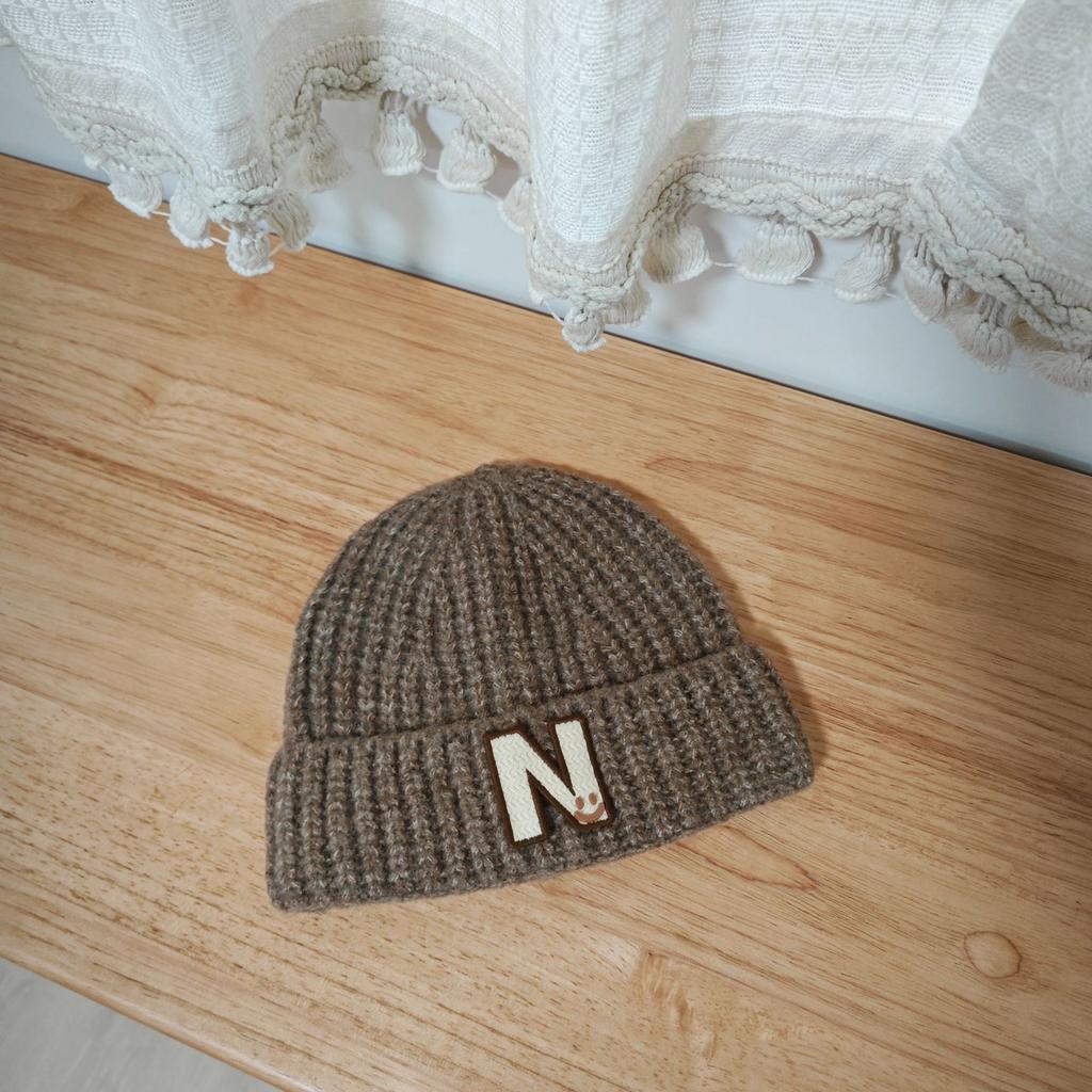 Korean Style Ins Style P Letter Hat Trendy and Fashionable Sweet and Cool Style Woolen Hat Solid Color Thickened Wool Blended Knitted Hat