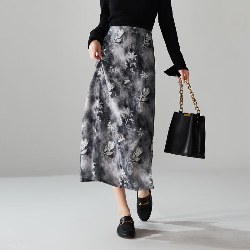 SOFSIL 2026 Spring Retro Floral Print A-Line Midi Skirt L