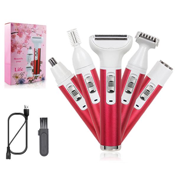 Women's 5-in-1 USB Rechargeable Multifunctional Epilator Set for Painless Full-Body Shaving
