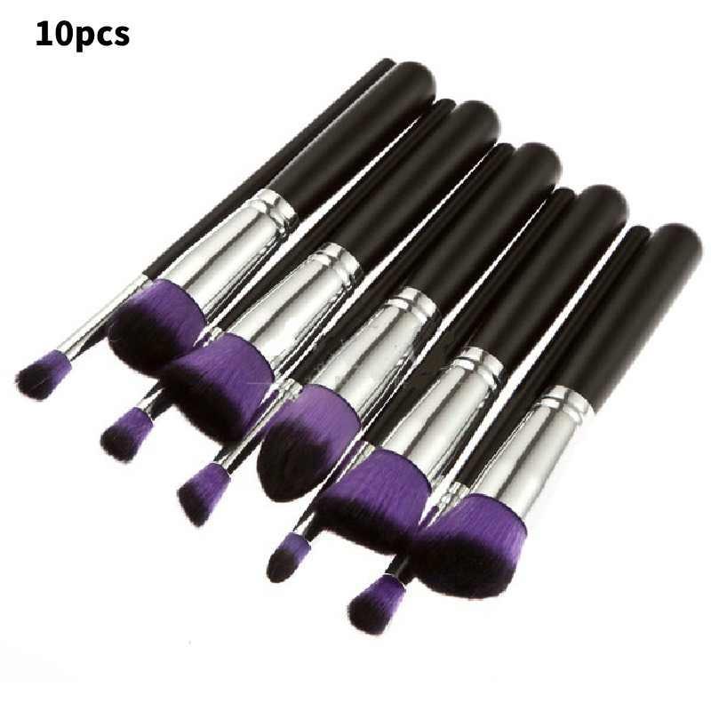 Cosmetic Brush Collection With Long Wooden Handles For Makeup Artists