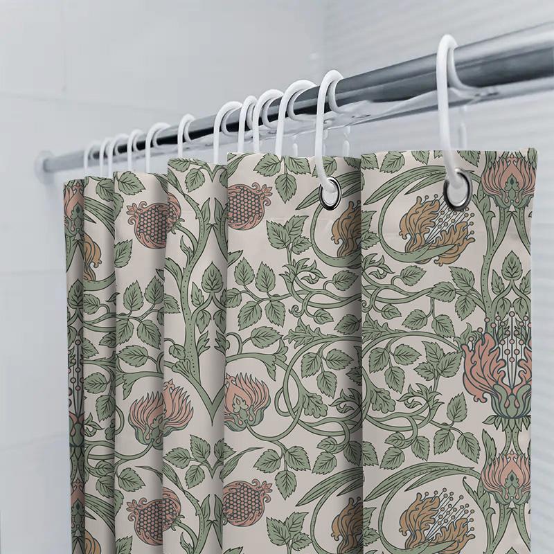 Vintage-Inspired Shower Curtain Featuring Intricate Floral Pattern Perfect For A Chic Bathroom Upgrade