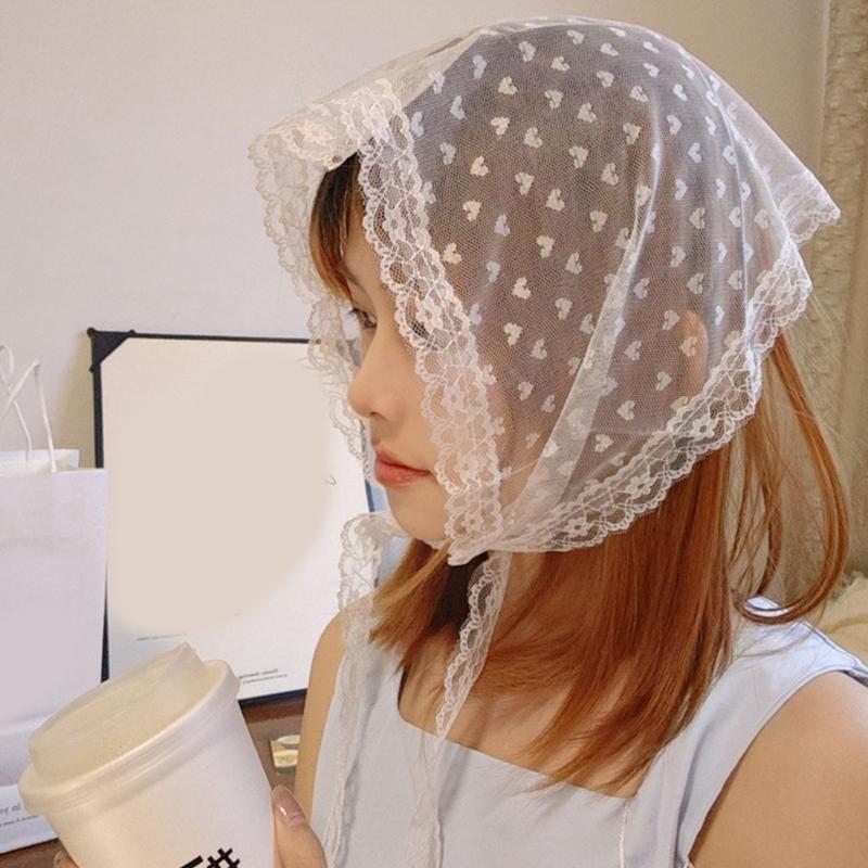Stylish Lace Headwrap Triangular Hair Scarf Elegant Bandanas Headscarf for Women Music Festival Photo Head Accessories