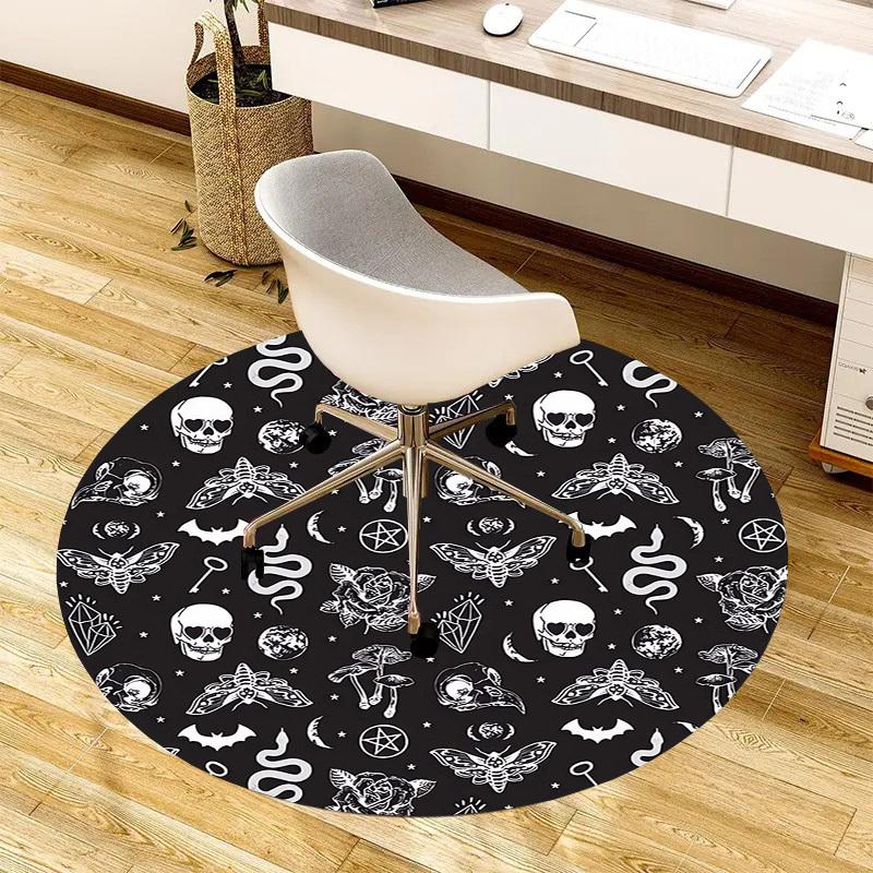 1pc Office Carpet Chair Mats Gothic Symbols Circular Pattern Perfect for Decorating Office Chairs, Living Rooms, Or Bedrooms.YDT196