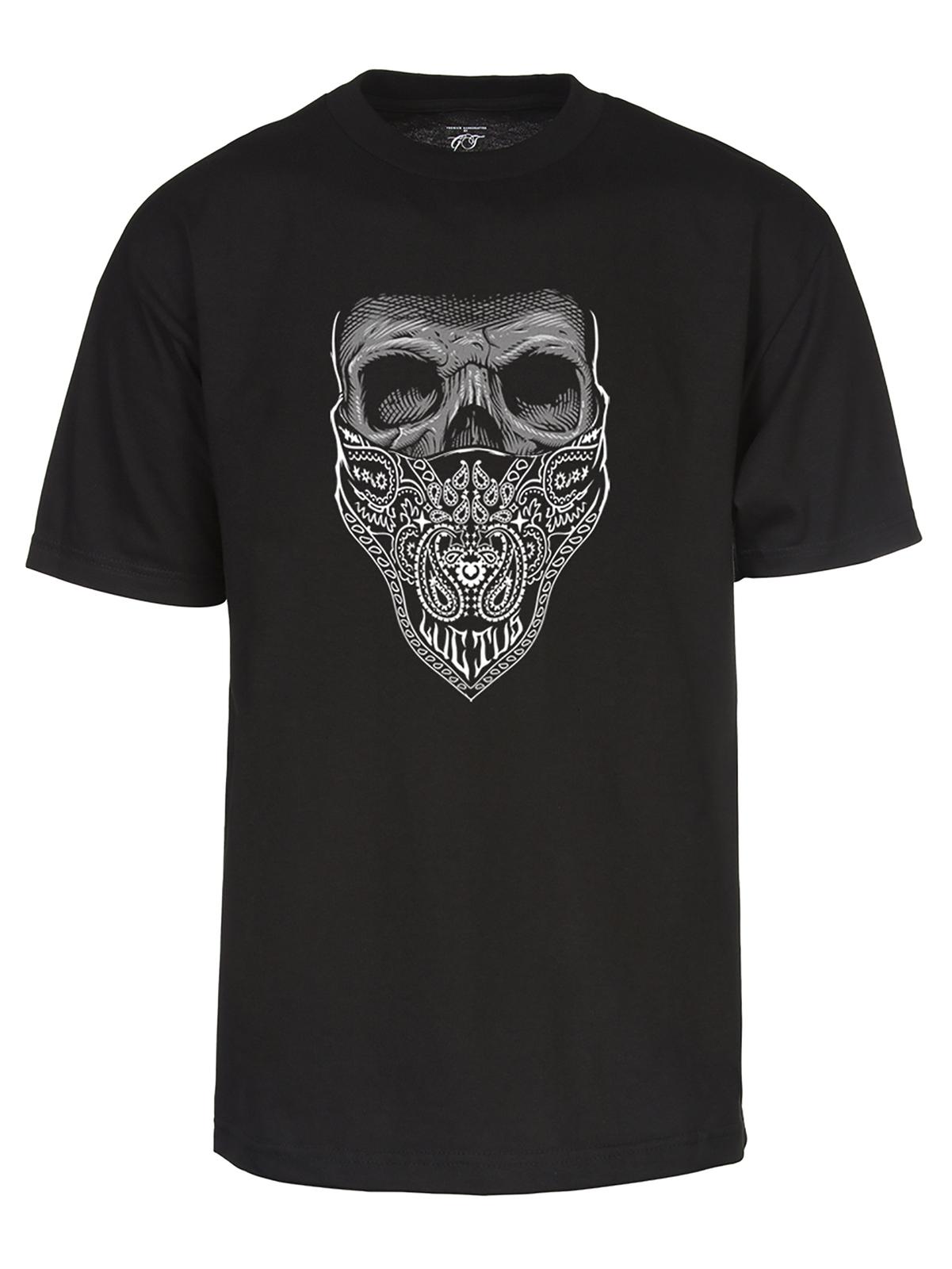 Men s Bandana Skull T-Shirt Short Sleeve Graphic Shirt S