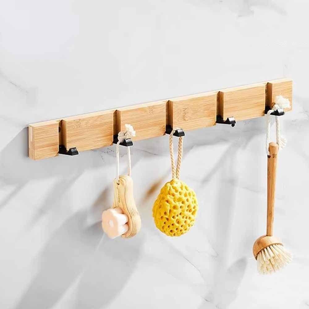 3/4/5 Hooks Bamboo Wall Mounted Hooks Natural Bamboo Sundries Storage Holder  Living Room