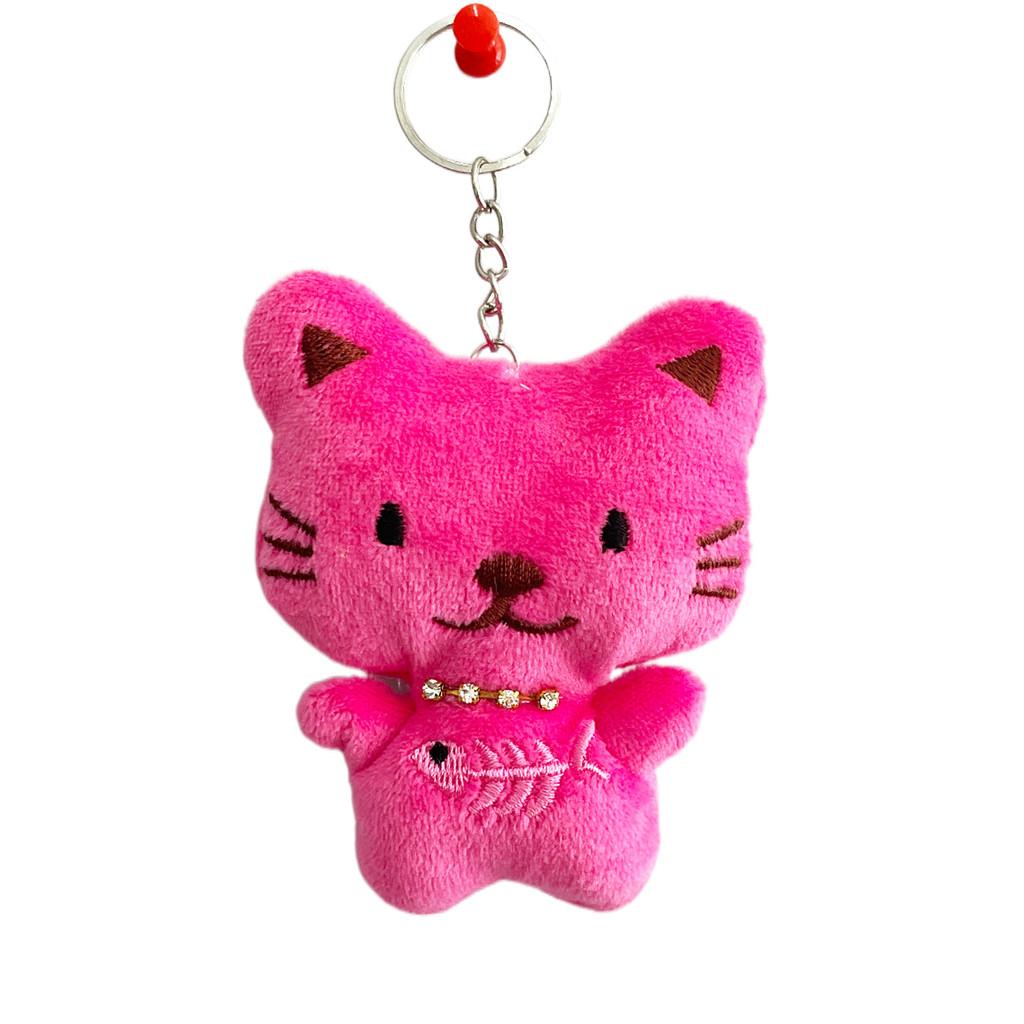 Plush Cat Keychain With Sparkling Embellishments For Kids And Teens