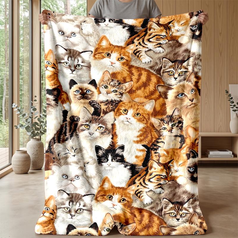 Cat Astronaut Space Journey blanket Personalized Name Flannel Blanket Soft Cozy Plush Throw for Sofa Bed Lightweight Home Decor