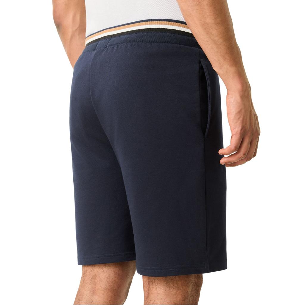 BOSS Mens Fleece Striped Tapered Sweat Shorts