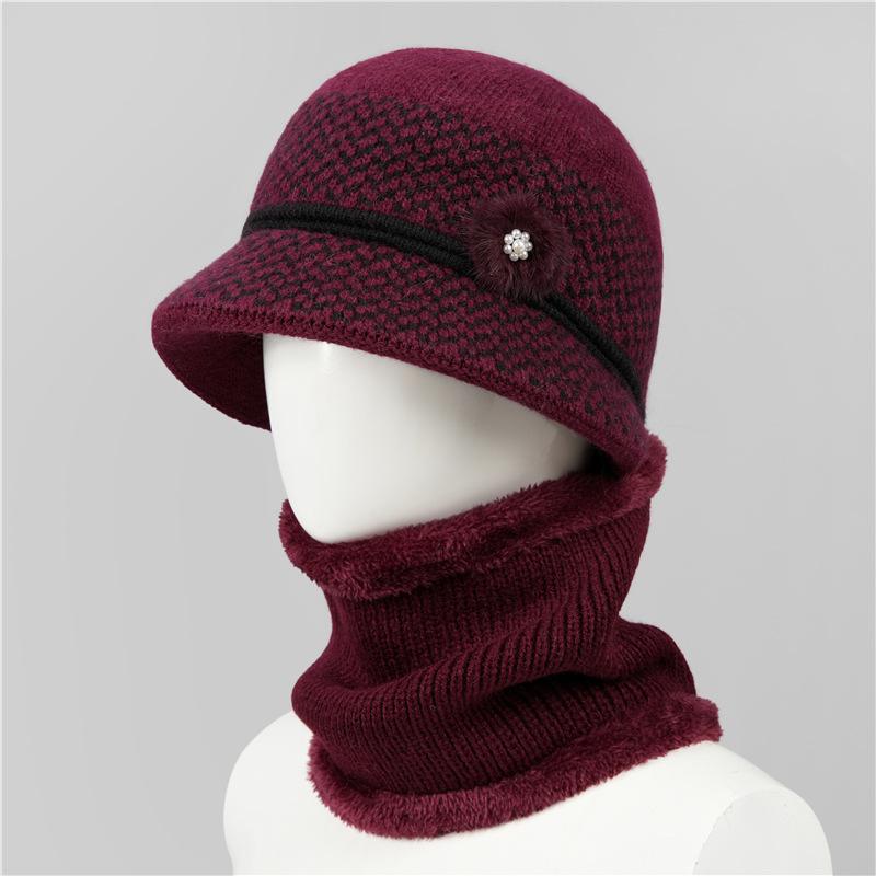 Hat Women'S Season Ear Protection Warm Mom Hat Fleece Thick Ear Protection Grandma Grandma Elderly Cotton Hat