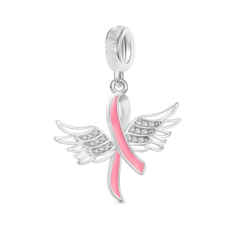 925 Silver-Plated Charms Jewelry Gift Sparkling Pink Air Balloon&Cherry Blossom Dangle Bead Fit Original Silver Bracelet