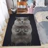 1PC Cute and Handsome Gray Cat Pattern Rugs Living Room Bedroom Carpet Bedside Bathroom Floor Mat Kids Room Non-slip Mat Decor