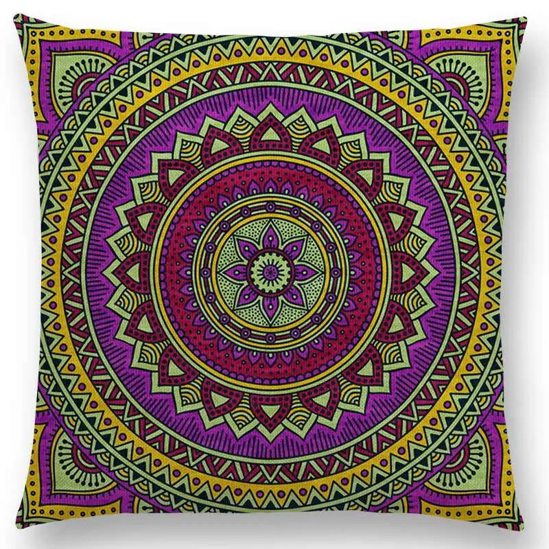 Hippie Mandala Boho Rainbow Floral Pattern Decor Throw Pillow Case Sun Moon Flowers Dream Fantasy Gorgeous Cushion Cover Sofa