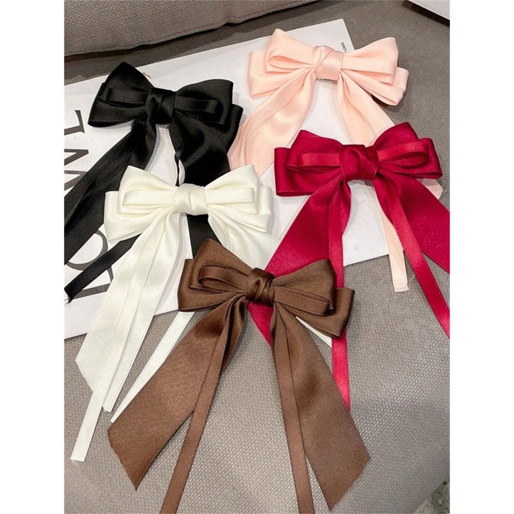 6 spring clip streamers bow hair clips for women