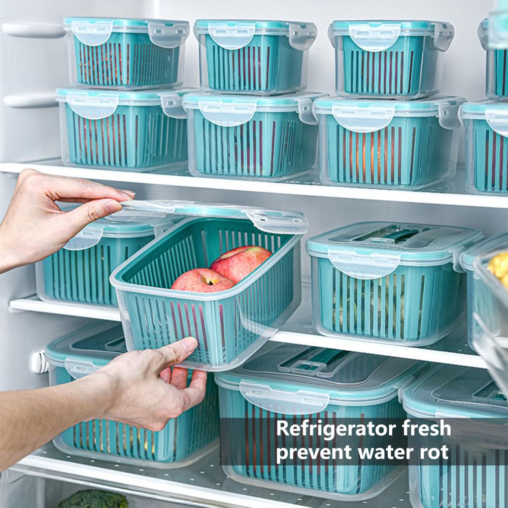 Kühlschrank-Aufbewahrungsbox, Gefrierschrank, Kühlschrank-Organizer, Aufbewahrungsbehälter für frisches Gemüse, Obst, Abflusskorb, Speisekammer, Küchen-Organizer