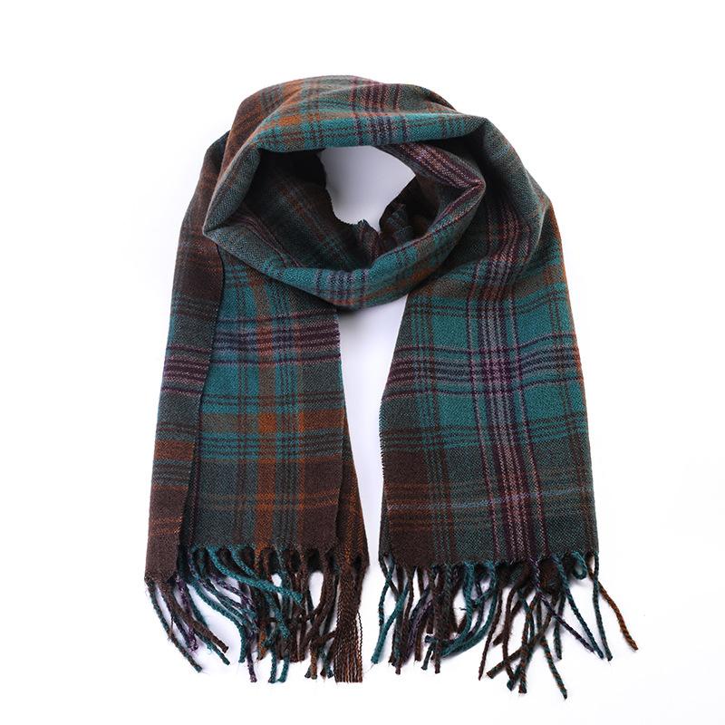 Korean Style Atmospheric Plaid Scarf for Women in Autumn and Winter Versatile and Fashionable Imitation Cashmere Warm Scarf High End Luxury Outerwear