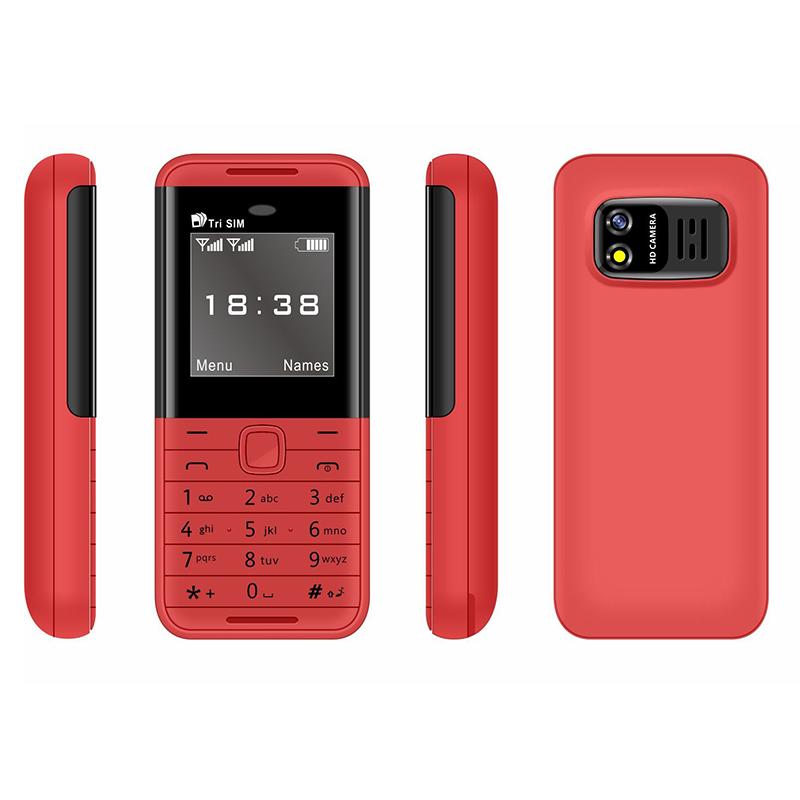 

BM5310 1,33-дюймовий міні-телефон із трьома SIM-картами в режимі очікування, портативний стільниковий телефон 2G Red/Black