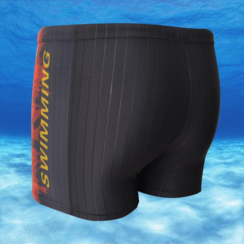 Men's High Elasticity Flame Print Swim Trunks - Comfortable, Plus Size, Square Leg Swimwear