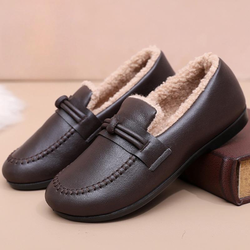 Winter New Women's Thick Cotton Shoes Anti Slip Warm Soft Sole Simple Comfortable Versatile Cotton Shoes Women's Flat Shoes
