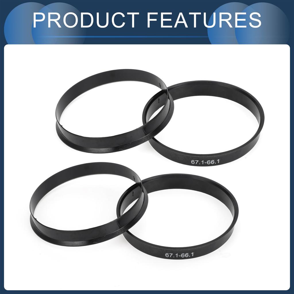 INFINAUTO Hub Centric Ring 66.1mm Inner Diameter 67.1mm OD Car Wheel Hub Ring ABS Plastic Black 4pcs