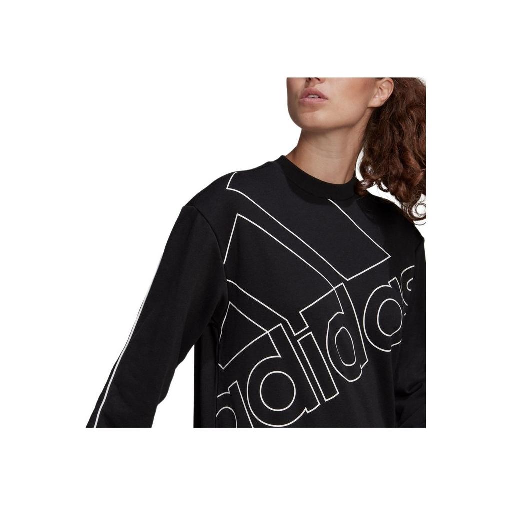 Adidas Color Block Large Logo Crew Neck Casual Sweatshirt Women Sweatshirt Black GM5634