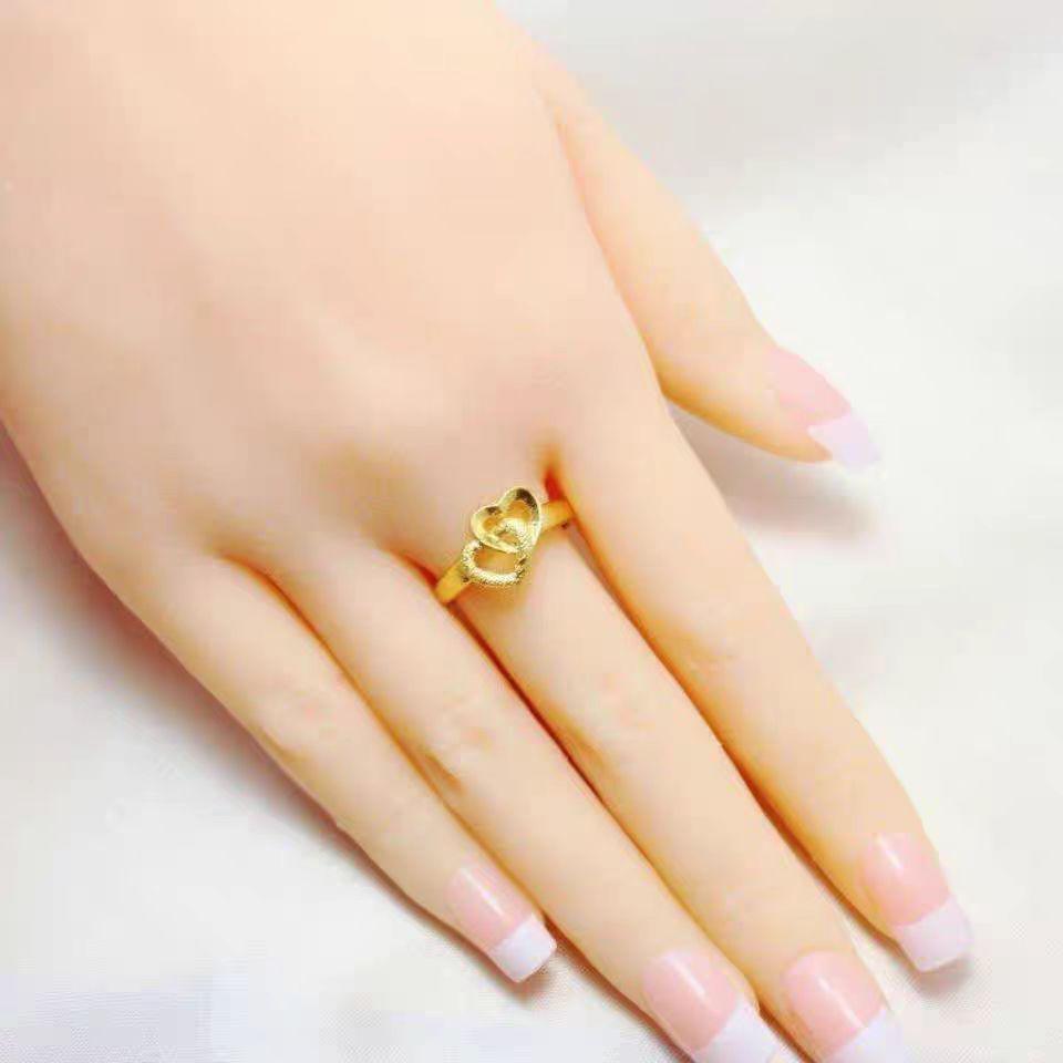 Kupferplattierter Sandschmuck Verstellbarer Doppelherzring - Elegantes Geschenk für Frauen