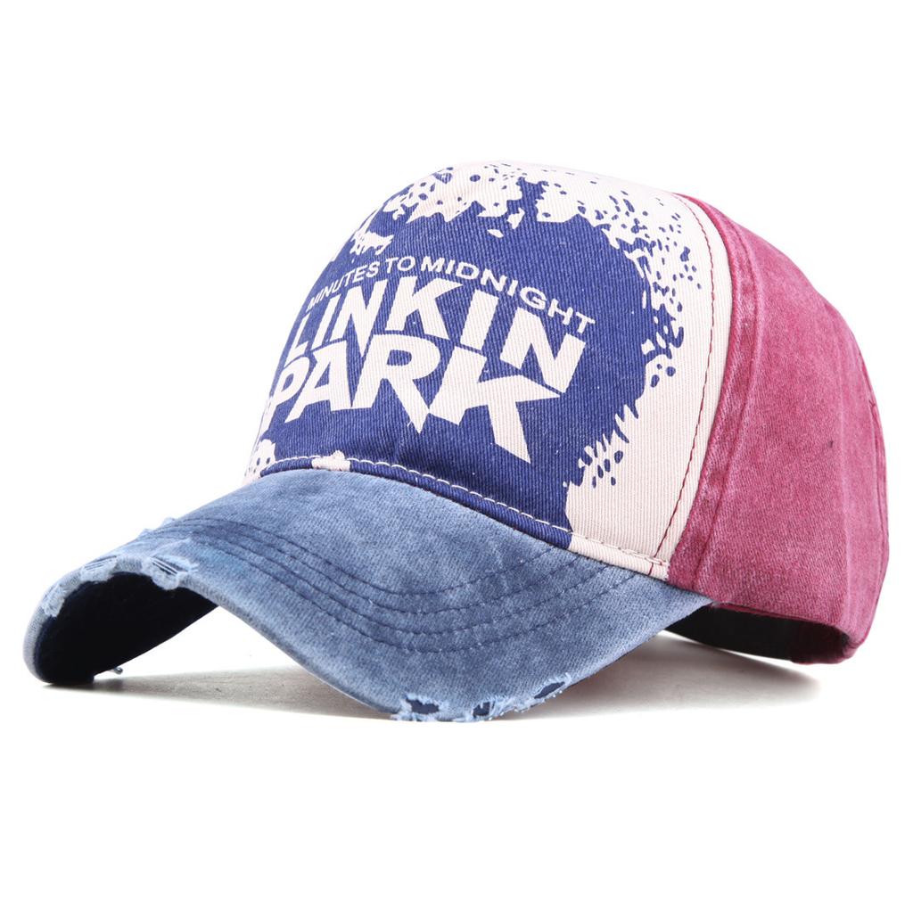Vintage Distressed Baseball Cap "Jewel Shine" Print Washed Cotton Dad Hat