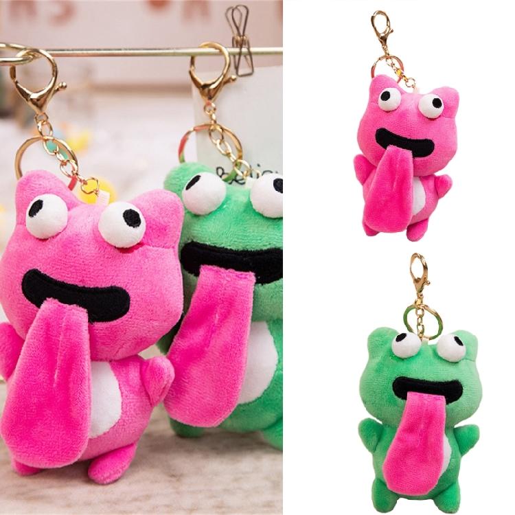 Backpack Charm Plush Keychains Sticking Out Tongue Frog Magnetic Attraction Toy