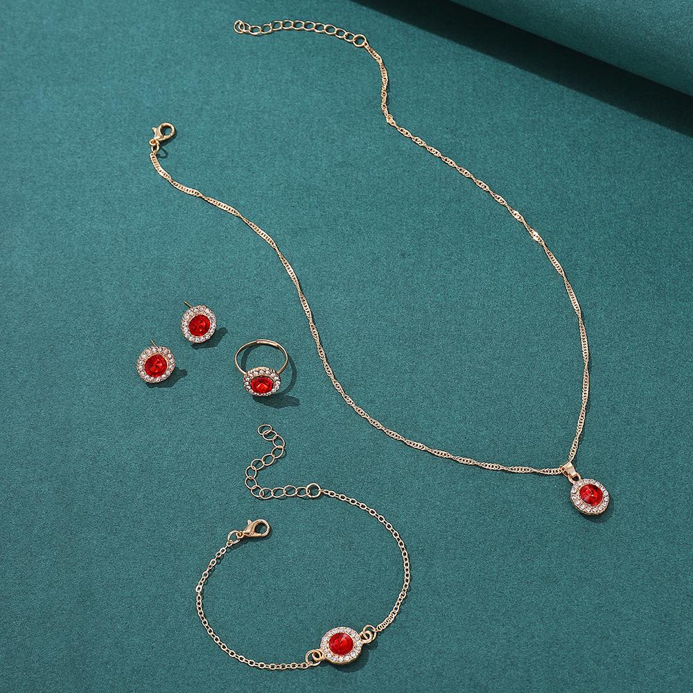 5-teiliges Zirkon-Set für Damen, Luxus Damenmode Casual Armbänder, Halskette, Ring Ohrringe Zirkon-Set, Geeignet für den täglichen Gebrauch, Gi