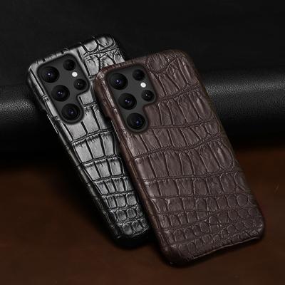 Natural Crocodile Leather Matt Phone Cover Case For Samsung Galaxy S 25 S24 S23 Ultra S24Ultra S25 Plus