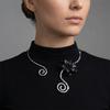 Multi Layered Flower Collarbone Chain Spiral Zinc Zinc Alloy Neck Vintage Iris Flower Necklace Women