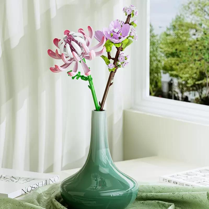 Moc Building Blocks Flower Model Assembly Kit: Diy Educational Building Bouquet Ornament For Girls - Valentine'S Day Gift
